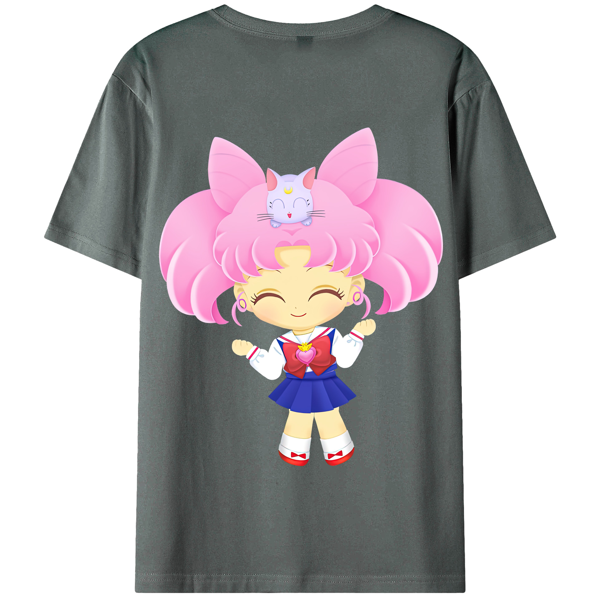 （画像用） 美少女戦士セーラームーン ちびうさ Sailor Moon Chibiusa Tsukino Usagi Small Lady Serenity 綿100％半袖Tシャツ（背面プリント）